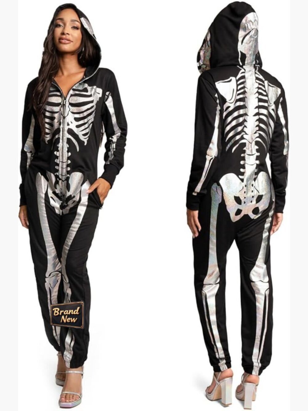 Women's Skeleton Jumpsuit Halloween Costume Medium Polyester Tailored Fit